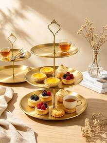 3pcs/4pcs (2-Tier/3-Tier + Accessory Set) Stainless Steel Multi-Layer Dessert Stand, Easy To Clean And Desktop Storage Display Rack, Stable And Rust-Proof, Space-Saving Party Holiday Table Organizer, Suitable For Cakes, Pastries And Seasonal Fruits. Perfect Practical Gift For Baking Enthusiasts Or Party Lovers, Christmas, Back To School Season. - View 4