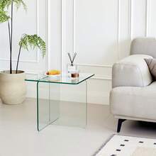 Tempered Clear Bent Glass SideTable, Transparent End Table, Sofa Table - 彩色 - 查看 5