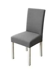 1pc Solid Color Chair Cover, Modern Minimalist Milk Silk Elastic Dining Chair Slipcover, Suitable For Living Room, Bedroom, Dining Room, Study, Removable And Washable, All-Season Use - Dark Grey - View 13
