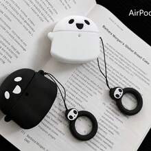 Cute Mysterious Black & White 3D Ghost Silicone Earphone Case + Lanyard Strap Compatible With Apple Pro 2/Pro/4/3/2 Case, Fashion & Simplistic For Women - Black - View 6