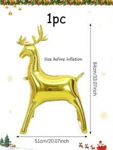 1pc Christmas Reindeer Balloon, Includes White, Gold, Colorful Reindeer, Suitable For Christmas Decoration, Balloon Deer, New Year Party Decoration - Multicolor - View 9