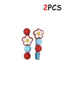4/2pcs New Women's Front Hair Clips, Side Hair Clips, Exquisite Flower & Bird Beak Design Hair Accessories - Multicolor - View 6