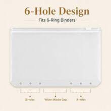 20/10/5pcs Frosted Zipper Folders, 6-Hole PVC Cash Envelopes Budget Folders, Transparent Storage Bags For Storing Invoices, Cards, Coupons And Stickers - Sets - View 5