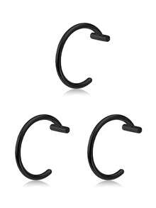 VJS 1件/3件/5件 0.8mm*8mm 男士與男孩假鼻環，金色不鏽鋼 D 型簡約美式風格個性字母嘻哈街頭風假鼻釘，不含配件 - 彩色 - 查看 12