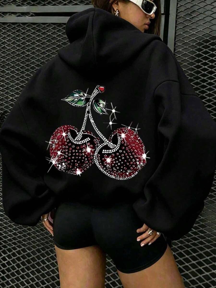 Sweatshirt Kasual Ukuran Besar untuk Musim Gugur/Dingin, Pakaian Ideal untuk Wanita di Musim Gugur/Dingin, Warna Hitam - Hitam - View 1