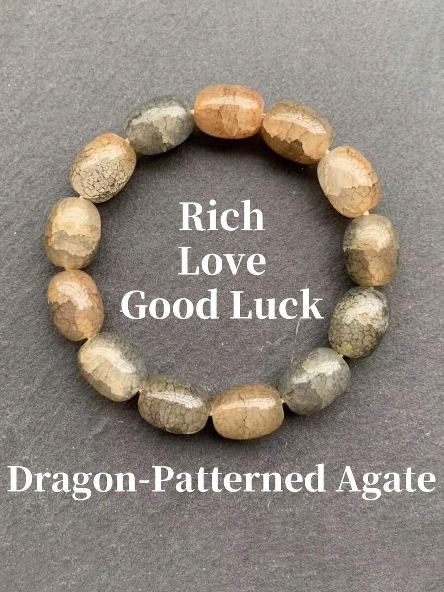 龍紋瑪瑙手鍊,天然石珠設計,適合日常配戴,男女皆宜的理想禮物 - 1個 - 查看 1