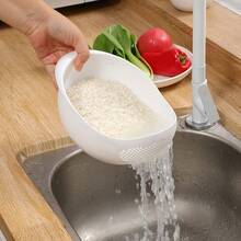 1 Multi-Functional Plastic Rice Washing Bowl, Can Be Used As A Rice Washing Bowl, Vegetable Basket, Fruit Draining Basket - Suitable For Healthy Meal Preparation And Efficient Kitchen Use, Practical Kitchen Tool - Multicolor - View 8