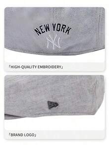 New Era Light Gray Newsboy Cap Unisex, Vintage Flat Cap With Small Logo, Casual Retro Gatsby Hat - New Era Grey Flat Cap - View 4