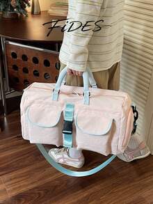 1pc New Large Capacity Travel Bag, Short Trip Luggage Bag, Fitness Bag, Sporty Casual Women's Bag, Maternity Hospital Bag, Vacation Bag, Waterproof Casual Bag, Carry-On With Independent Shoe Compartment - Pink - View 4