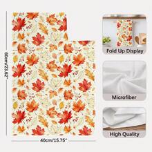 2PCS Kitchen Towel, Autumn Maple Leaf Healing Pattern, 40*60cm Rectangular Microfiber Kitchen Towel, Dish Cloth, Tablecloth, Hand Towel, Kitchen Decor, Home Decor, Housewarming Gift For Neighbors, Kitchen Napkin And Dish Cloth, Home Decor, Gift, Perfect For Kitchen And Bathroom Use - Orange - View 4
