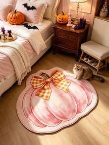 1 pieza Alfombra decorativa con lazo de calabaza rosa, decoración de dormitorio, alfombra pequeña, alfombra, decoración del hogar, alfombra de sala de estar, alfombra pequeña de sala de estar, alfombra de dormitorio, decoración del hogar de sala de estar, alfombra de exterior, alfombra lavable, regalo de graduación - Multicolor - Ver 3