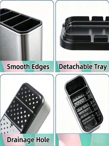 Stainless Steel Cutlery Holder - Rust-Resistant, Durable, Separate Compartments, Suitable For Forks, Knives, Spoons And Chopsticks - Modern Kitchen Utensil Organizer, Ideal Gift Item, Kitchen Cutlery Rack - View 5