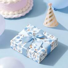 5/10 Sheets Cute Duck Birthday Wrapping Paper, Printed With Cute Duck Wearing Hat, Suitable For Birthday Gifts, Party Decoration, Birthday, Baby Shower - Multicolor - View 7