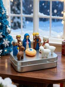 Panini Mini Christmas Nativity Scene Set With Portable Storage Tin, Includes Jesus Figurine, Suitable For Sacred Family Scenes, Handmade Small Christmas Scene Set, Holiday Decor, Gift For Friends, Jesus Christmas Scene Set And Figurine For Christmas Decoration, Resin Small Christmas Scene Figurine And Set, Indoor Christmas Home Decor Gift, Suitable For Desk And Office Use - Random Styles - View 9