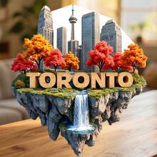 Toronto Floating Island Skyline Over A Cascade Of Autumn Gold Magnet Where The City Rises From A World Of Stories Keepsake For All Metal Surfaces Throughout The Home - A - View 6
