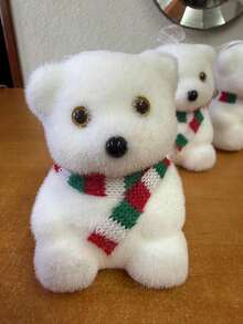 Set Of 3 Decorative Bears - White - View 5