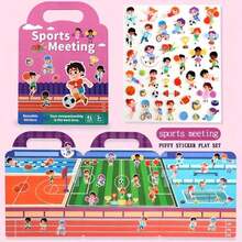 1pc Reusable Sticker Book For Kids, Waterproof Double-Sided Design, Animal, Horse Riding Club And Sports Event Themes, Educational Cognitive Learning Activity, Suitable For 3 Years Old And Above, Diverse Themes, Fun Stickers (Random Style) - Multicolor - View 5