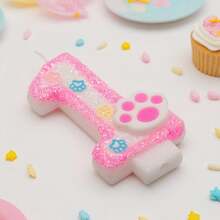 Pink Number Birthday Candles, Cat Paw Print Pet Theme Cake Decoration - Birthday Candles - View 3