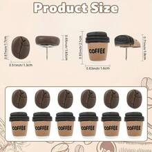 15/30pcs Resin Coffee Cup Bean Beverage Pattern Push Pins, Suitable For Cork Board, Bulletin Board, Photo Wall, Map, Office School Supplies Decoration, Random Style - A - View 5
