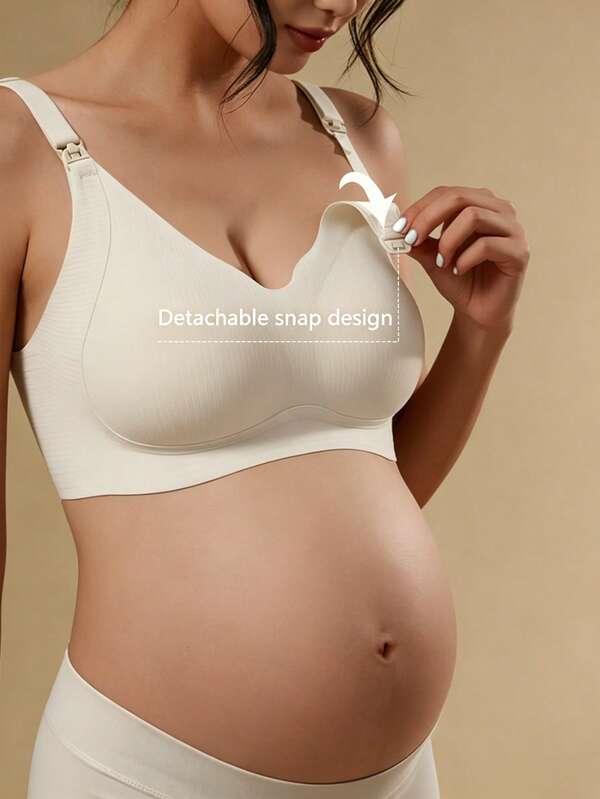 Maternity Nursing Bra, Wireless, Anti-Sagging, Postpartum Breastfeeding Bra With Half-Fixed Lift And Clip-Open Design