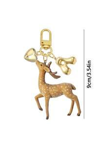 Flocked Animal Pendant, Heart Letter Deer Bag Charm, Journey Atmosphere Y2K Retro Car Hanging Keychain Gift, Flocked Plum Deer Pendant, Beautiful And Practical, Bag Accessory, Symbolizing Good Luck, Birthday Gift, Valentine's Day Gift, Teacher's Day Gift, Back To School Gift, Christmas Gift, Ideal Choice For Women And Girls - Multicolor - View 11