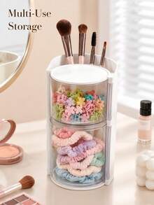 2/1pc Rotating Makeup Storage Box With Lid, Multi-Layer Flip Cover Cosmetic Storage Container, Dust-Proof Makeup Brush Holder, Portable Transparent Makeup Display Box, Suitable For Makeup Sponge, Lipsticks, Skincare Products, Desktop Vanity Makeup Organizer,Room Decor,Travel Essential - Multicolor - View 1
