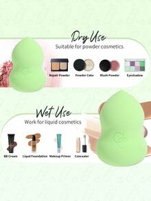 docolor Pea Pod 3 PiecesMakeup Sponge Collection – Teardrop + Chisel + Curvy Waist, Versatile Wet/Dry Applicators For Seamless Finish, Complete With Pea-Shaped Storage Case - Green - View 6