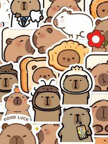 199pcs/Set Cute Capybara PVC Stickers, Suitable For Decorating Laptops, Notebooks, Skateboards, And Guitars. Diverse Styles, One-Time Stickers, Beautiful For DIY Phone Cases And Computer Backplates, Also Essential For School Supplies And Back-To-School Season. - Multicolor - View 11