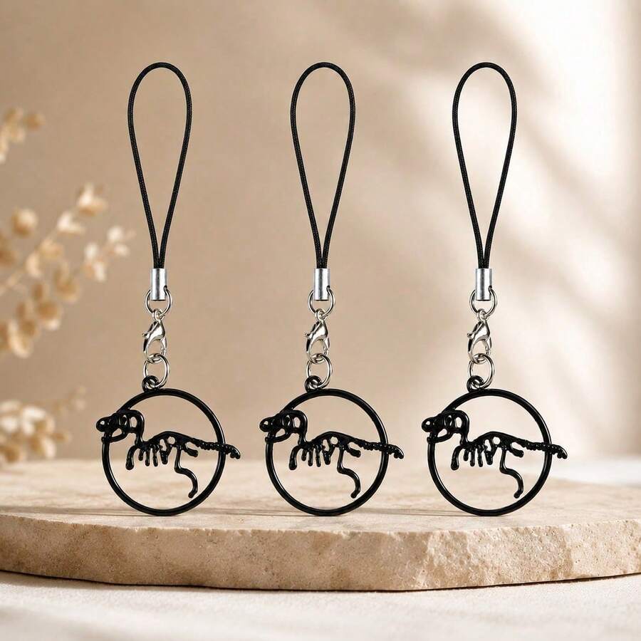 1pc/Multi-Pcs Unisex Alloy Small Dinosaur Drum Tower Animal Pendant, Creative Personalized Halloween Gift, Phone & Bag Charm - Black - View 1