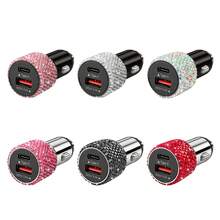Car Charger, 1pc Shiny Rhinestone Fast Charging USB A/C Type Car Phone Charger, Diamond Adapter, Compatible With 3-In-1 Fast Charging, Retractable Data Cable, Supports Phone, Dash Cam, GPS And More, Handmade, Perfect Holiday/Birthday Gift For Men And Women - A - View 11