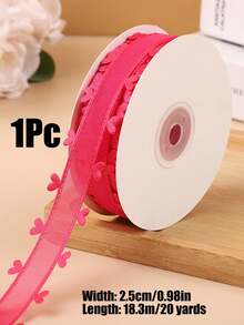 20mm High Quality Heart-Shaped Tulle Ribbon, Mixed Colors, Polyester Material, Suitable For Bows, Hair Accessories, Floral Arrangements And Gift Wrapping, Perfect For Christmas, Wedding, Thanksgiving And Valentine's Day Decorations - Double-sided Heart - View 11