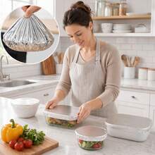 100Pcs Expandable Aluminum Foil Food Covers, Disposable Stretch Tin Foil Plate Lids, Heat Insulation Universal Food Cover For Plates Bowls, Kitchen Leftovers, Picnic & Catering Use - Silver - View 3