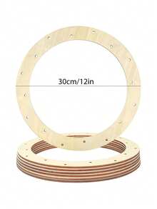6/12pcs 12 Inch Wooden Wreath Frame, 16 Holes - DIY Craft Ring For Floral Arrangement, Home Decor And Party Centerpiece Supplies, For Wreath Accessories - A - View 8