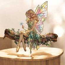 Apanhador de Sol Acrílico Plano 2D Encantador de Fada - Anjo de Flor Caprichoso, Perfeito para Jardim de Fadas, Decoração de Janela, Sala de Estar, Quarto, Varanda, Escritório, Corredor, Cozinha, Banheiro, Decoração Suspensa Externa - Multicolorido - Visão 2