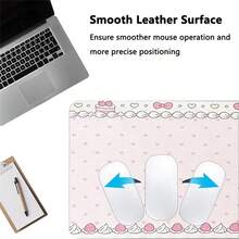 1pc Pink Bow Strawberry PU Leather Mouse Pad, Office Desk Mat, Computer Fast Typing Carpet Pad, Gamer Laptop Keyboard Desktop Mat, Cartoon Cute, Waterproof, Anti-Slip, Oil-Resistant - View 7
