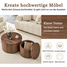 Set Of 2 Round Coffee Tables With Storage Space, Nesting Table Wood Look MDF, Approx. 62.8cm/44cm Diameter, Living Room Side Table With Removable Lid &Amp; Cavity, 62.8 X 62.8 X 35 Cm - Brown - View 6