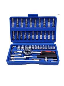 1 Set 46pcs Multi-Function Repair Tools Suitable For Outdoor Emergency Repair Toolbox, Also Suitable For Car, Bicycle And Motorcycle Maintenance Work. Professional Grade Hand Tools Suitable For Car Repair And DIY Use Suitable For Outdoor, Camping, Beach, Travel, Lighting, Tent - Multicolor - View 12