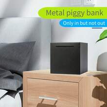 MAJOHN 1pc 12x12x12CM Metal Money Box, Only In No Out Design, Sturdy Steel Coin Savings Bank, Personal Finance Cash Storage, Home Organization, Christmas Gift - Multiple Styles - View 7