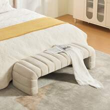 Chaise Lounge Beige Made Of Chenille For Living Room Relaxation - 米色 - 查看 5