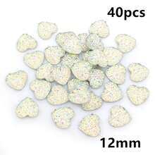 40pcs 10mm/12mm Flat Back Heart-Shaped Resin Inlaid Stones, Multi-Color Crystal Cluster Natural Stone Convex Surface DIY Jewelry Making Accessories - Heart - View 24