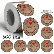 500pcs Gracias Spanish Thank You Doodle Roll Stickers, 1 Inch Round, 3 Styles To Choose From, Perfect For Baking Gift Box Sealing, Party Favor Packaging, Scrapbooking, Kids Reward Stickers, Creative Packaging, Market Stall Decoration - Multicolor - View 12