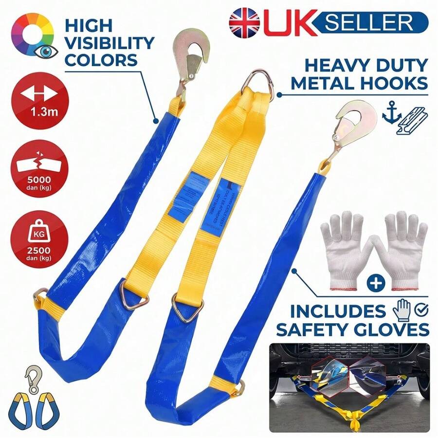 Winching Assistance Straps Webbing Winch Brother 5000KG 5T Vehicle Recovery Tool - A - View 1