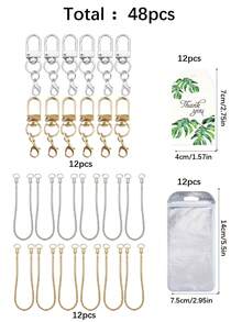 Set Gantungan Kunci Mini 48 Buah dengan Jepitan Lobster dan Rantai Penghubung Kepala Ganda, Karton, Tas Kemasan, Gantungan Kunci DIY, Aksesoris Gantungan Kunci untuk Festival Musik, Kembali ke Sekolah, Hadiah Ulang Tahun - Kit aksesori gantungan kunci - View 11