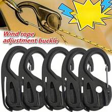 10pcs Automatic Tarp Rope Tensioners, Self-Locking Line Hooks, Knotless Tightening Clips, Wind Rope Adjustment Buckles, Outdoor Fixing Tools - Black - View 3