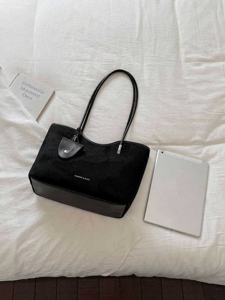 Women's Shoulder Tote Bag, Large Capacity, Minimalist Black Matte, Cute, Gentle, Elegant, Suitable For Shopping And Commuting - Black - View 9