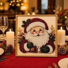 1 Set DIY Christmas Pearl Diamond Painting Art Kit With Frame, Christmas Pearl Beads Handmade Craft, Suitable For Adults And Beginners, Gemstone Diamond Dot Painting, Home Wall Decor - A - View 2