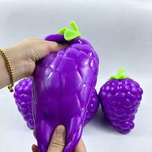 1pc Extra Large Purple Grape Squeeze Toy, TPR Material Realistic Vegetable Slow Rebound Stress Relief Ball, Squishy Stress Toy, Birthday Gift, Christmas Gift, Halloween Gift, Perfect Gift, Collectible [OPP Bag] - Multicolor - View 7