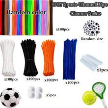 Multi-Color Chenille Stems Sports DIY Craft Kit, Creative Weaving Set With Foam Balls, Glue Sticks, Black & White Googly Eyes, Multi-Color Pipe Cleaners, Suitable For Football, Basketball, Baseball, Tennis And Other Sports Figure Making, Children's Crafts, Parent-Child DIY, Creative 3D Weaving, School Craft Activities - Multicolor - View 10