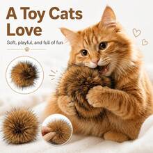 4pcs Realistic Rabbit Fur Ball Cat Toys, Indoor Plush Cat Toys, Cat Owner Gift, Valentine's Day, Thanksgiving, Party, Birthday Gift - Multicolor - View 1
