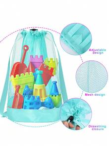 1Pc Mesh Drawstring Sacks, Colorful Lightweight Bags, Popular Beach Gear, For Toy Storage, Shell Collecting, Swimming And Seaside Outings - Multicolor - View 6